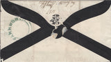 134065 1857 MOURNING ENVELOPE USED IN WARRINGTON WITH 'WARRINGTON/847' SPOON (RA124).