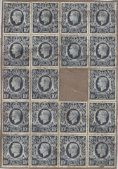 134088 1939 10S DARK BLUE (SG478) USED 'RECONSTRUCTED' BLOCK OF NINETEEN.
