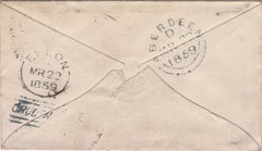 134124 1859 MAIL CRUDEN, ABERDEENSHIRE TO BELHELVIE WITH 'CRUDEN' SCOTS LOCAL HAND STAMP TYPE E1.