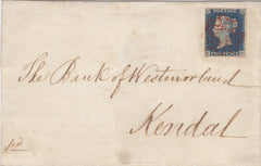 134262 1840 2D BLUE PL.1 (SG5)(CG) ON COVER KIRBY LONSDALE, WESTMORLAND TO KENDAL.