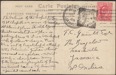 134329 1909 POST CARD OF PARIS FROM THE UK TO JAMAICA.
