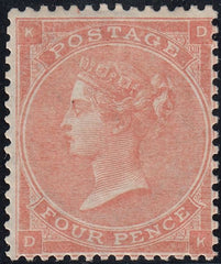 134354 1862 4D PALE RED (SG80) GOOD TO FINE MINT EXAMPLE.