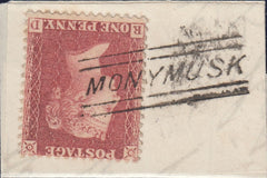 134429 1857 PIECE WITH 1D (SG40) CANCELLED 'MONYMUSK' SCOTS LOCAL TYPE V.