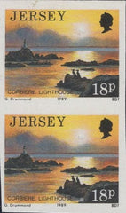 134522 1989 JERSEY 23p 'CORBIERE LIGHTHOUSE' VERTICAL IMPERFORATE PAIR (SG478var).