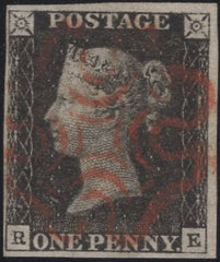 134555 1840 1D BLACK PL.6 (SG2)(RE) IN STATE TWO OF THE PLATE (SPEC AS43).
