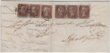 134618 1841 LETTER LONDON TO HERTFORD WITH TWO STRIPS 1D RED PLATE TEN (SG7).