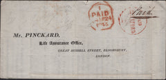 136920 1845 MEDICAL REPORT HERTFORD TO LONDON WITH 'PAID/HERTFORD/1D' UNIFORM PENNY POST HAND STAMP TYPE L (HE238).