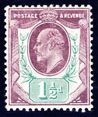 17089 - 1905 1½d Dull Purple and Bluish Green (SG 223var Spe...