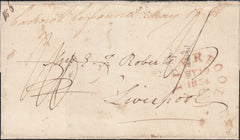 24282 - 1834 MAIL CHARD TO LIVERPOOL WITH INITIALS OF 21 POSTMEN FROM ATTEMPTED DELIVERY/'CHARD' UDC' (SO356).NITIALS 1834 wrapper C...