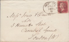 36595 - 1859 OSWESTRY SPOON (RA 110). 1859 envelope Oswestry to London b...