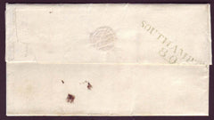 46990 - 1822 HANTS/'SOUTHAMPTON 80' MILEAGE MARK. 1822 letter Marchwood, Southampton to B...