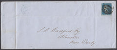 49423 -1851 DERBYS/"ALVASTON" UDC (DY9)/2d BLUE Pl.4 (NC)(SG14). Large envelope (219x91)