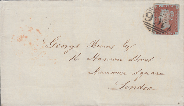 50593 - PLATE 60 (JJ)(SG8) ON COVER. 1846 wrapper Liverpool to Lond...