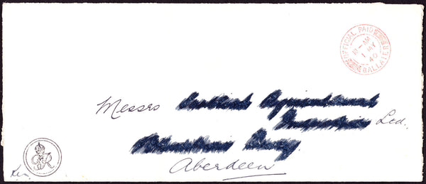 52157 - 1940 'GVIR' CIRCULAR CACHET ON MAIL BALLATER TO ABERDEEN. Large envelope, on reverse flap 'Crown/Est...