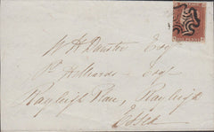 53649 1842 1D IMPERF PLATE 27 (SG8) EARLIEST RECORDED DATE OF USE ON MAIL LONDON TO ESSEX.