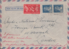 54262 - 1951 MAIL TURKEY TO LONDON/COMBINATION TURKISH AND BRITISH STAMPS. 1951 Airmail envelope from Turkey to London with 2...