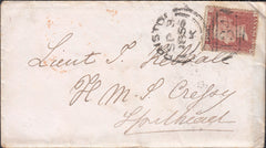 57826 - MAIL TO H.M.S.CRESSY SPITHEAD. 1856 envelope with ...