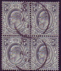 58081 - 1910 7d grey-black (SG 249). A good used block of ...