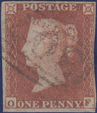 58196 -  1853-4 DIE 1D PLATE 167 MATCHED PAIR 1D IMPERF (SG8) and 1D STAR (SG17) LETTERED OF. 1d imperf just touched otherwise fine. Scarce matching.