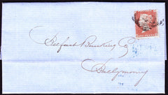 59313 - PL.12 (DD)(SPEC C6) ON COVER COLERAINE TO BALLYMONEY. 1856 letter Coleraine to Balleymoney with die II 1...