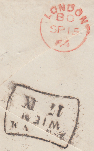 60548 - 1864 WORCESTER SPOON THIRD RECUT (RA130) ON COVER TO AUSTRIA/6D LILAC (SG84)(JI).