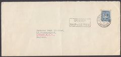 62606 -1936 MAIL ICELAND TO LONDON/'GRIMSBY SHIP-LETTER' HAND STAMP.  Fine envelope ...
