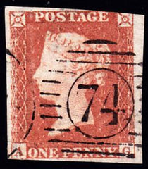 66867 - 1853 1d pl.172 (AG)(SG 8). Used example lettered A...