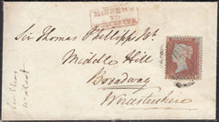 67230 - MISSENT MAIL/1855 DIE 1 PL.200 S.C.14 (SG 22)(PB) ON COVER. 1855 mourning ...