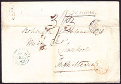 69983 - 1856 'LIVERPOOL' DOTTED DATE STAMP ON MAIL ROME TO LIVERPOOL. 1856 envelope (creased...