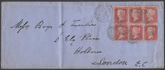 71838 - 1861 DIE 2 PLATE 65 (SG40) USED BLOCK OF SIX ON COVER(PI ...