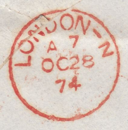 72660 - 1874 'VICKERS SONS AND CO LIMITED SHEFFIELD' UNDERPRINT (SPEC PP198) USED ON COVER. 18...