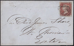 75408 - PL.85(TJ)(SG8) ON COVER. 1849 envelope Totnes to Exeter with four margined ...