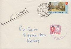 77592 - 1977 envelope used locally Isle of Man with 4p can...