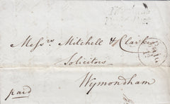 78187 - 1841 NORFOLK/HINGHAM 'PAID/1D' UNIFORM PENNY POST HAND STAMP (NK20). 1841 letter Hingham to Wymondham dated 27...