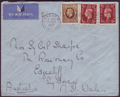 80407 - 1937 MAIL LONDON TO AUSTRALIA. Envelope London to Sydney Australia with KGV ...