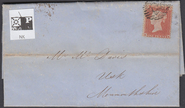 81272 - PL.196(SG22)(NK). 1855 entire London to Usk Monmou...