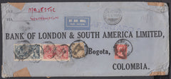 83777 - 1930 'SCADTA' MAIL LONDON TO COLOMBIA/5s (SG416) AND 10S (SG417) SEAHORSES. Large envelope (266x112mm) London...