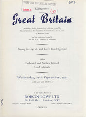 84950 - GREAT BRITAIN: Robson Lowe auction catalogue Septe...