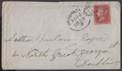 85232 - DROGHEDA/179 IRISH TYPE SPOON (RA25) ON COVER. 1859 envelope (s...