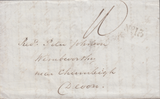 86796 1836 MAIL BRISLINGTON, BRISTOL TO CHUMLEIGH, DEVON WITH 'No.13' RECEIVER'S HAND STAMP OF BRISLINGTON.