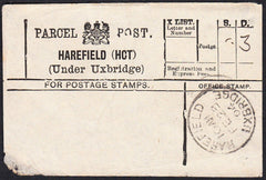 87783 - PARCEL POST LABEL/MIDDLESEX. 1904 label (corner fa...