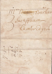 88153 - 1792 CAMBS/'ELY' HAND STAMP (CB99). Wrapper (some soiling) Ely to Swaffham...