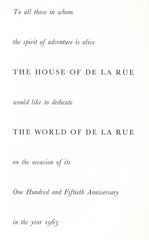 90958 - THE WORLD OF DE LA RUE - 'THE OLD WORLD AND THE NEW' EDITED BY CHARLES ROSNER.