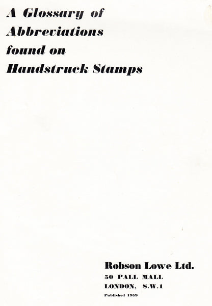 90979 - A GLOSSARY OF ABBREVIATIONS FOUND ON HANDSTRUCK ST...