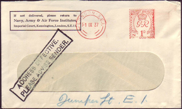 92414 - 1937 INSTRUCTIONAL. Window envelope used locally i...