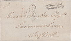 93570  CIRCA 1830-1840 MAIL COLNBROOK, BUCKS TO SUFFOLK WITH 'COLNBROOK/PENNY POST' HAND STAMP (BU117).