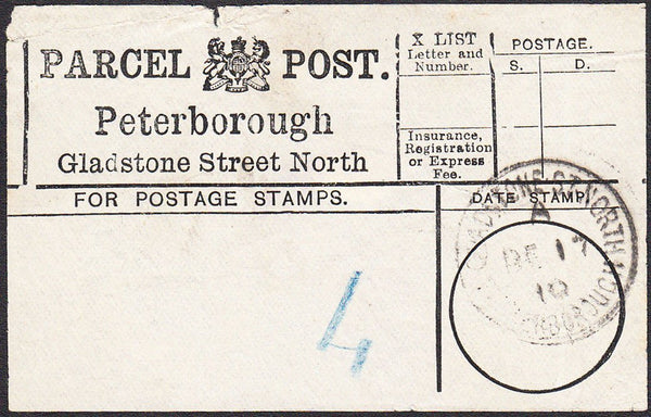 94252 - PARCEL POST LABEL/NORTHANTS. 1910 label (slight fa...
