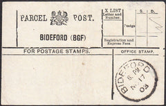 94541 - PARCEL POST LABEL (DEVON). 1903 label BIDEFORD (BG...