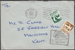 96627 - 1973 UNPAID MAIL. Envelope Medway to Maidstone, po...