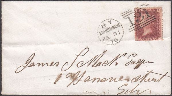 96776 - EDINBURGH DOTTED CIRCLE (RA9). 1876 envelope used ...
